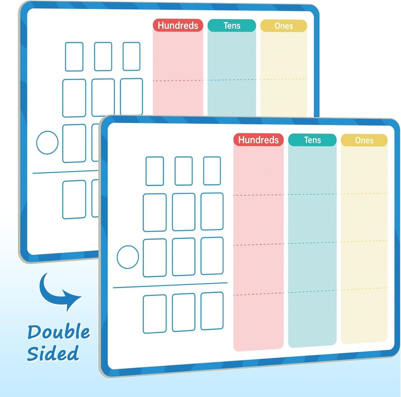 LUHEAGU Dry Erase Place Value Whiteboard, 9" x 12" Double Sided Place Value Chart,Engage with Place Values from Billions to Decimals for Math Manipulatives, Learning Tool for Students & Kids - Image 2